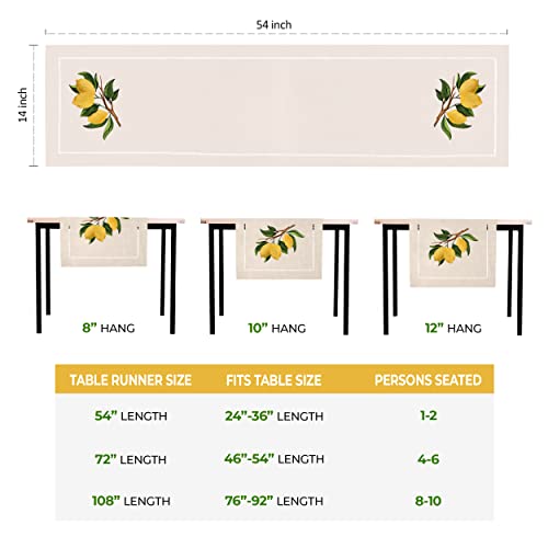 Brio Trends Lemon Embroidered Summer Table Runner, Farmhouse Lemon Kitchen Decor And Accessories, French Country Table Decor, Lemon Decorations For Kitchen | Natural Beige (14 X 54 Inches Long) #TOP4