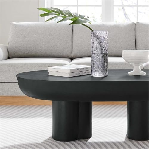 Modway EEI-6763-BLK Caspian Oval Concrete Coffee Table, Black by Modway - Used condition - Image 8