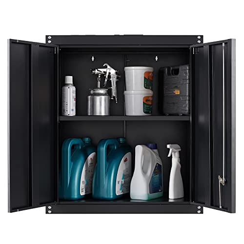 Gedelite Metal Wall Cabinet Locking Doors And Adjustable Shelf, Lockable Metal Storage Cabinet Wall Mounted, Wall Metal Storage Cabinet For Home, Office, Garage, Black. #TOP7