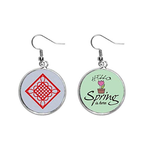 Pendientes de nudo chino rojo calado con forma de diamante para el Festival de la Primavera