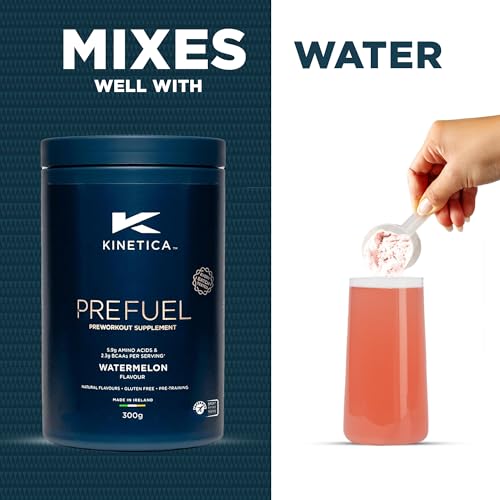 Kinetica PreFuel, pré-entrainement, Pastèque, 30 portions - 5,9 g d’acides aminés et 2,3 g de BCAA par portion - sans gluten, sans sucre, pot de 300 g – Image 5