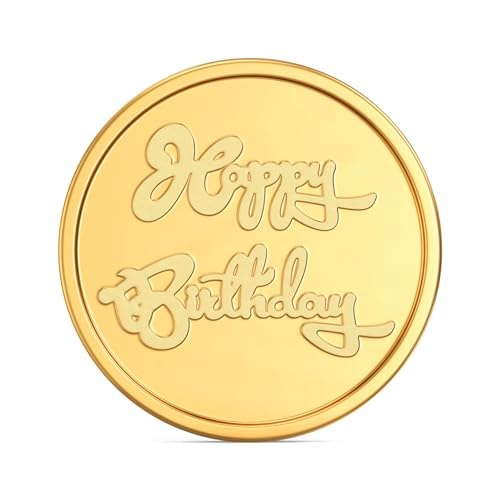 Image of Joyalukkas 22K (916) Purity Gold Coin | Yellow Color | Round Shape | Happy Birthday Design.