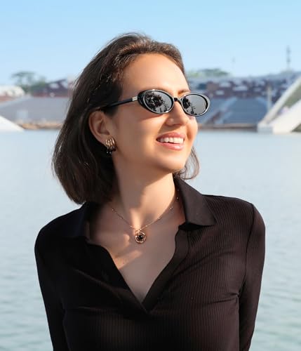 FEISEDY Retro Oval Cateye Sunglasses for Women Men Fashion Small 90s Style Vintage Shades B41802