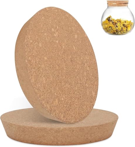 Lot de 2 bouchons coniques en liège - En bois naturel doux - Pour bocaux en verre et céramique - 100 x 85 mm