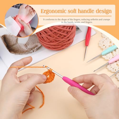 Image of SHWAKK Crochet Hook, 3.75 mm Ergonomic Crochet Hook, Crochet Needles for Arthritic Hands, Knitting Needles with Soft Handle Beginners and Experienced Hobbyists (3.75 mm)