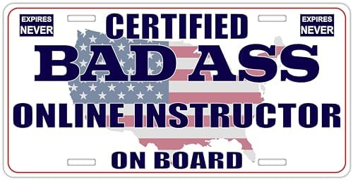 Certified Badass Online Instructor On Board | Funny Personalized Career Gag Gift Idea Novelty Metal License Plate Tag image 2