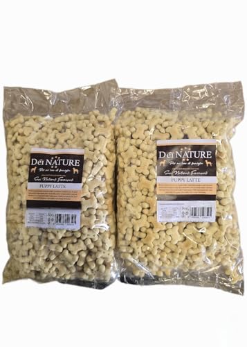 DEI NATURE Biscotti per Cani,Mini Ossicini al Latte, 2 Confezioni da 800g, Snack per Cani-Premio per cani