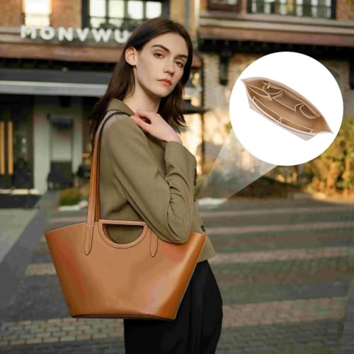 Handtaschen Organizer, Organizer für Longchamp, Taschen Organizer, Filz Beutel Aufbewahrungsbeutel Liner, 30 X 14.5 X 17cm Innentasche für Handtaschen, Beige Taschenorganizer für Longchamp Tasche (L)