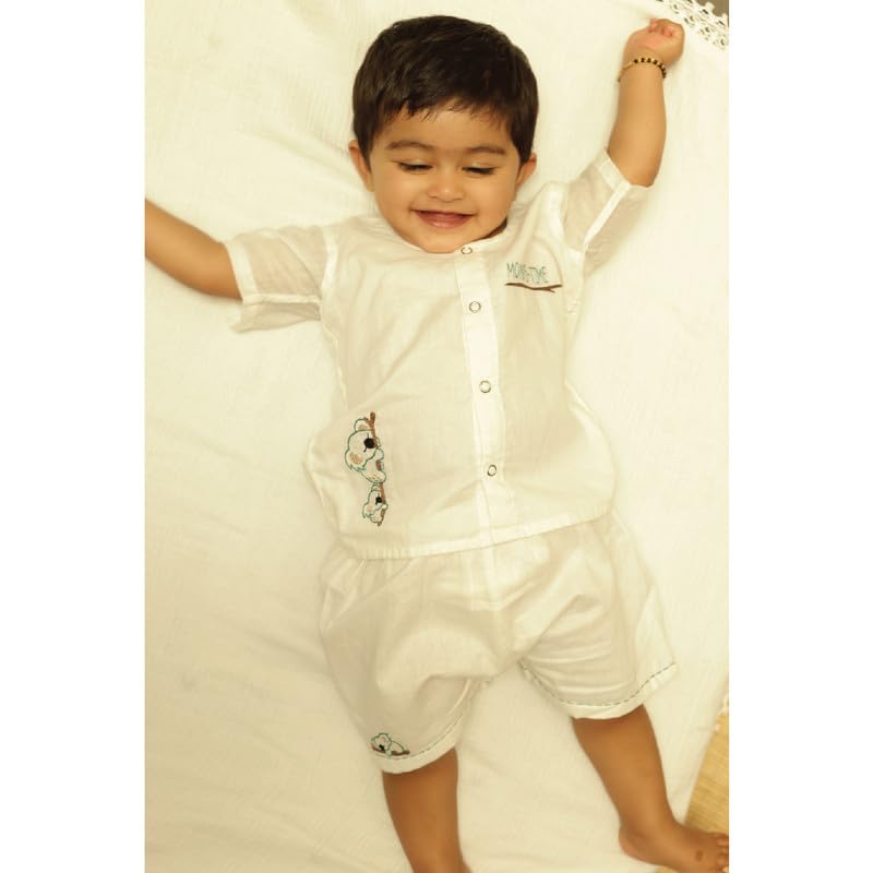 Image of Cotton Jhabla Set for Infants and Toddlers | Snap Buttons Jabla |Soft Mulmul |Breathable and Comfortable | Top with Diaper friendly bottoms