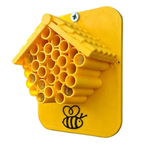 Bee Hotel Nest, Outdoor-Holzunterstand, 9 x 11,3 cm, Bestäuber-Lebensraum mit natürlichem Belüftungssystem, Garten, Wildtierhaus, Öko-Gartendekoration für Hinterhof