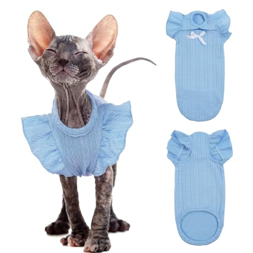 Chemise Chats sans Poils HMJGDZG - Pull pour Chaton Bleu Taille L