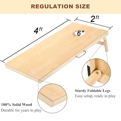 Image of Sportdo 4x2 ft Solid Wood Cornhole Set with 8 Bean Bags, Regulation Size Cornhole Board Set for Adults, Cornhole Game Set for Tailgate Backyard Toss Games Indoor&Outdoor Activities