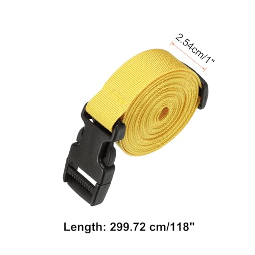 Image of HARFINGTON 2pcs Luggage Straps 1 inch x 118 inch Utility Multi-Purpose Luggage Connector Strap Nylon Adjustable Suitcase Belt with Buckle for Travel Outdoor Bag Luggage Packing Accessories, Gold