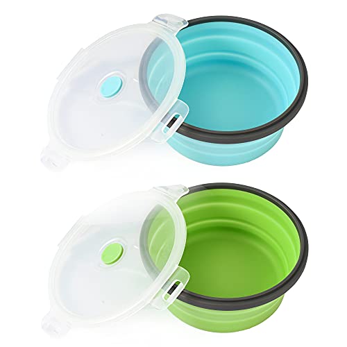Sturdy Collapsible Dog Bowls, 27 oz 2 Pack - Foldable Silicone Water Food Bowl, Leak-Proof, Ideal for Large Dogs & Outdoor Travel
