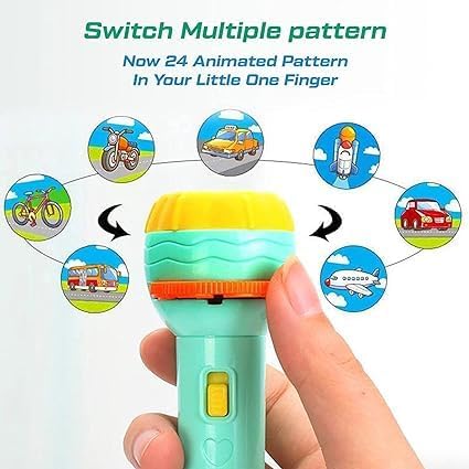 KANAKADHARA Mini Projector 3 Slides 24 Patterns Flashlight Torch | Kids Projection Light Toy Education Learning Night Light Before Going to Bed | Best Gift for Kids Sleeping Story Toys (Multi picture) 3
