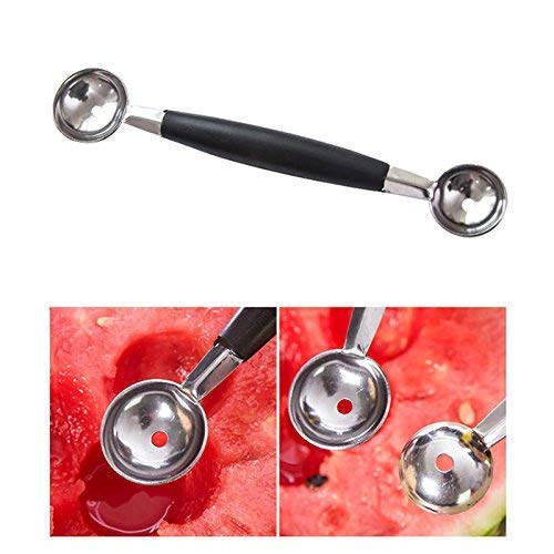 SHOPOBOX Stainless Steel Double-End Melon Ice Cream Baller Scoop Fruit Spoon Kitchen Tool Set of 1 4