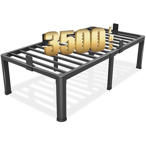 Yitong Angel 18 inch Twin Bed Frame with Round Corner Legs Mattress Slide Stopper,3500 lbs Heavy Duty Metal Platform,No Box Spring Needed,Steel Slat Support,Easy Assembly,Noise Free