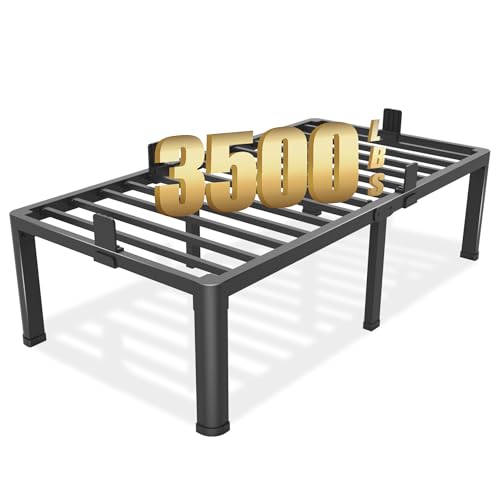 Yitong Angel 18 inch Twin XL Bed Frame with Round Corner Legs Mattress Slide Stopper,3500 lbs Heavy Duty Metal Platform,No Box Spring Needed,Easy Assembly,Noise Free