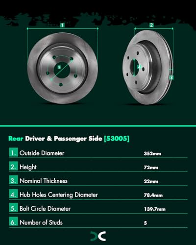 Image of SCITOO Brake Kits Front Rear Disc Brake Rotor & Pads:53005;53006;D1084;D967 | Fit For Chrysler For Aspen 2007-2009,For Dodge For Durango 2007-2009,For Ram 1500 2006-2010,For Ram For 1500 2011-2018