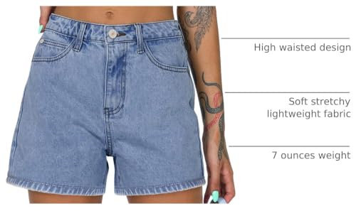 Image of onlypuff Womens Jean Short Cut Off Denim Shorts High Waist Ripped Distressed Stretchy