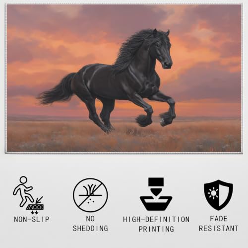 Tapis de qualité supérieure motif cheval coucher de soleil - 8