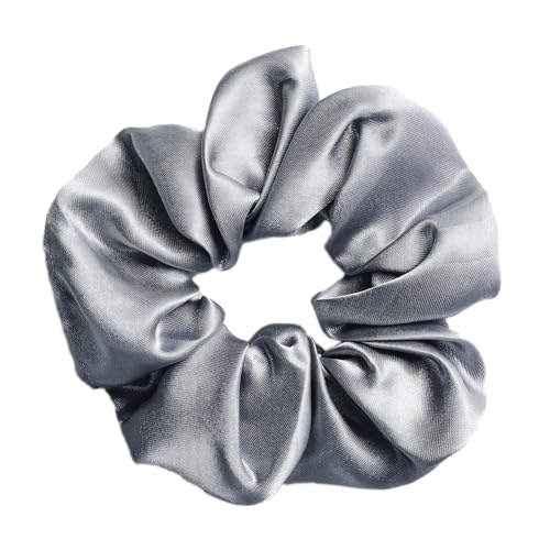 Pack of 3 Hair Bobbles Silk Scrunchies Satin for Women Hair Rings Women's Ponytail Holder Hair Band Made of Silk Women's Hair Accessories for Women and Girls Silver Grey