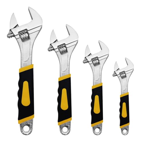 Image of 4Pcs Adjustable Spanner Set, 4 Sizes Adjustable Wrench Set Multifunctional Carbon Steel Shifter Spanners with Soft Grip Handle for Home Bathroom Garage Maintenance Repair(6in /8in /10in /12in)