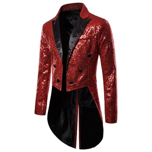 Men Long Shiny Tuxedo Suit Blazers Jackets Sequins Party Dance Bling Coats Wedding Gentleman Stage Suits3