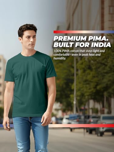 Image of 100% PIMA Cotton T Shirt for Man | Premium Men T-Shirts Regular Fit | Half Sleeve Round Neck Cotton Tshirt for Man | Mens Tees Made for Indian Climate | Available in 10 Colours