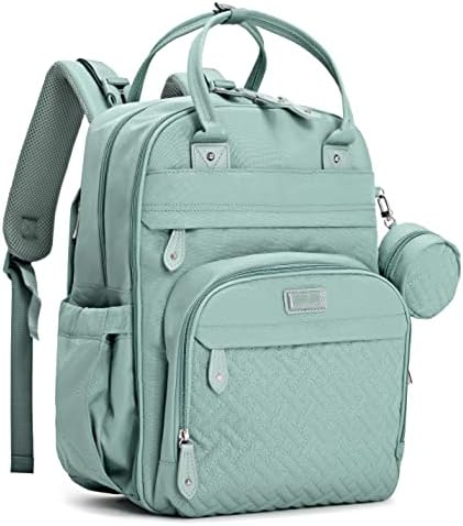 BabbleRoo Diaper Bag Backpack - Baby Essentials Travel Bag - Multi function Waterproof Diaper Bag, Travel Essentials Baby Bag with Changing Pad, Stroller Straps & Pacifier Case – Unisex, Sage Green