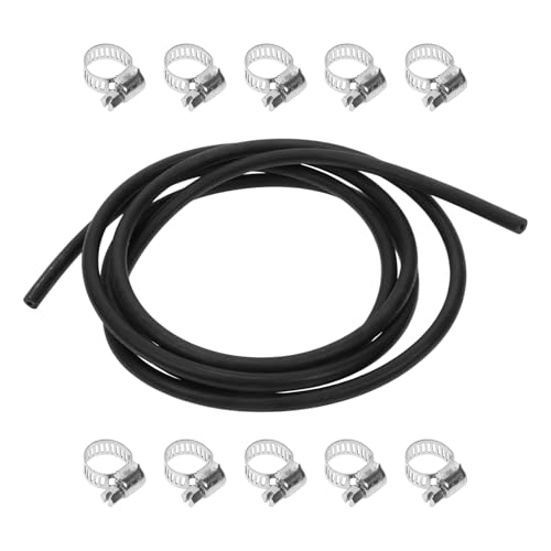 HEROFFIX 1 Set 1/8" Fuel Line Kit 8ft Vacuum Hose Automotive Fuel Hose with 10 Clamps Black NBR Rubber