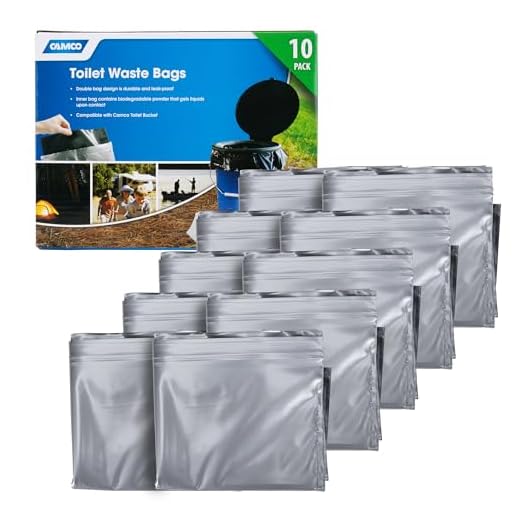 Camco Double Bag Design Portable Toilet Waste Bags, Black, Pack of 10 (41548)