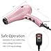 NITION Negative Ions Ceramic Hair Dryer with Diffuser (Large Size 5.3 inch) Attachment,Ionic Blow Dryer Quick Drying,1875 Watt 2 Speed / 3 Heat Settings,Cool Shot Button,Lightweight,Rose Pink