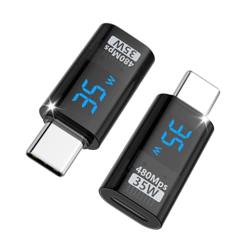 MoKo Lightning Female to USB C Male Adapter with LED Display, iPhone to USB C Adapter for iPhone 15/16 Pro/16 Pro Max/16 Plus, Galaxy S24, iPad Air, 35W Fast Charging/Data Transfer, Not for Audio/OTG