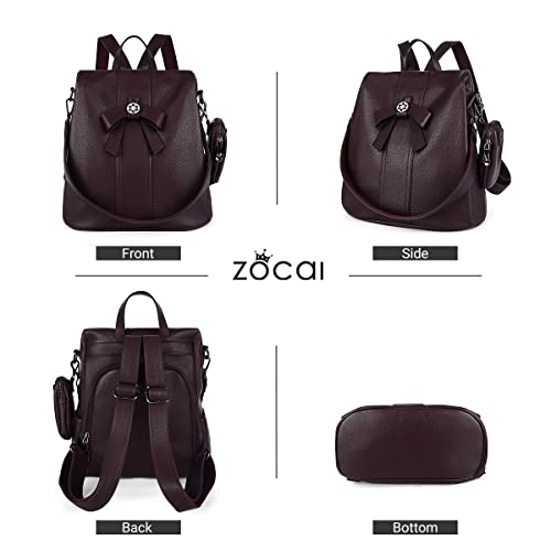 Image of ZOCAI Backpack Purse for Women Fashion Backpack Purses PU Leather Daypacks Anti-Theft Shoulder Bag Satchel Purse