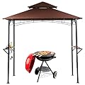 8' x 5' Grill Gazebo BBQ Canopy Double Tiered Outdoor Grill Tent w/Air Vent and Shelves, Steel Frame Patio Barbecue Gazebo Canopy Tent Hardtop Sun Shade Shelter for Backyard, Lawn, Garden, Picnic