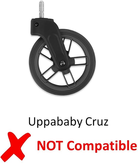 Front Wheels and Tires Kit Compatible with Uppababy Vista 2015-2019 and Vista V2 (not Cruz), set of 2, Black