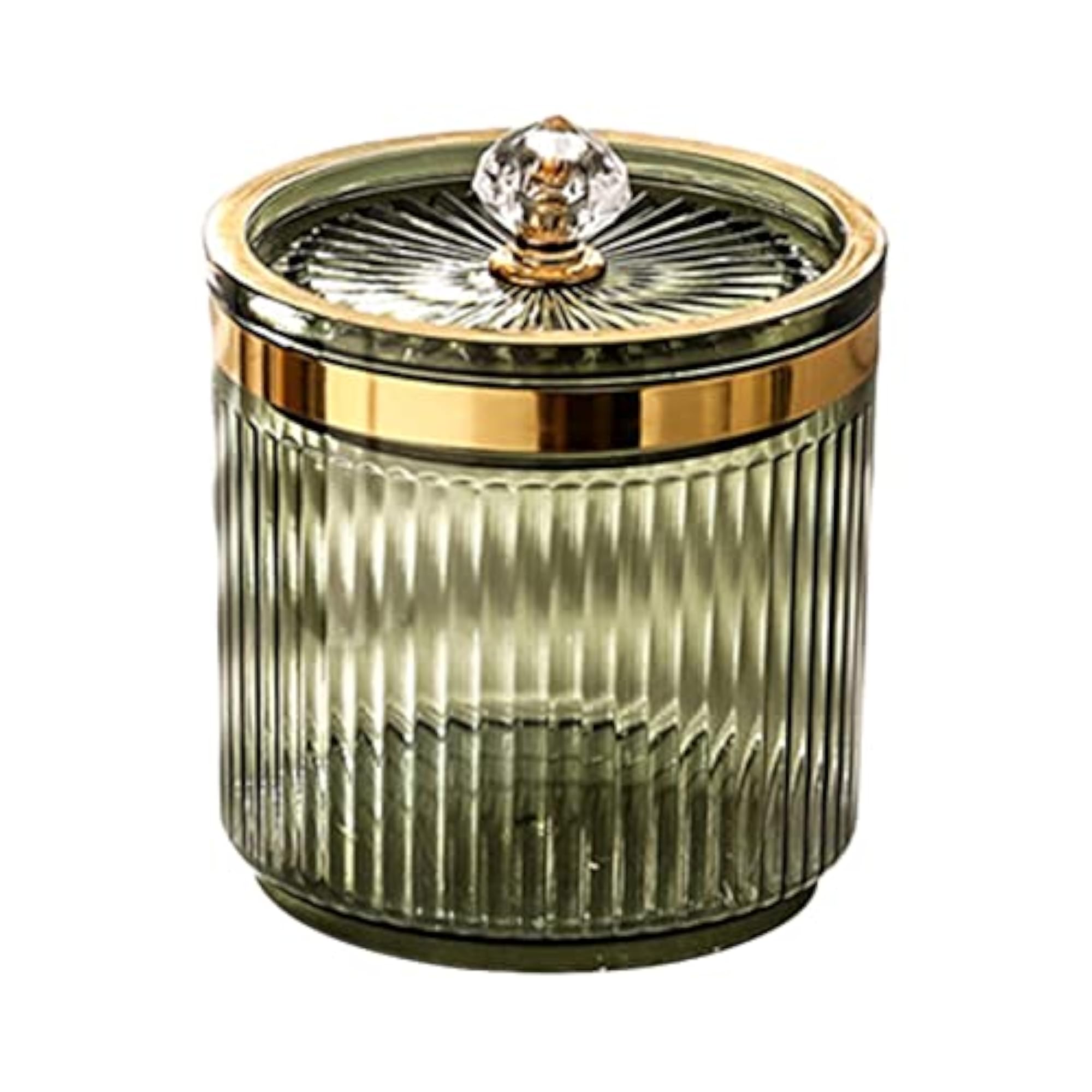 Makeup Cotton Swab Ball Holder Jar with Lid, Green