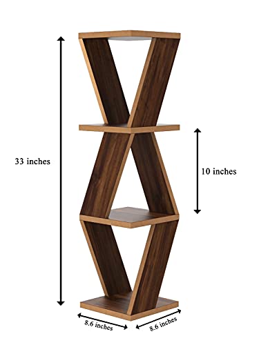 Image of Home Sparkle Triangular Corner Wall Shelf MDF Wall Shelf Rack Wall Mounted Floating Shelves (Dark Brown)