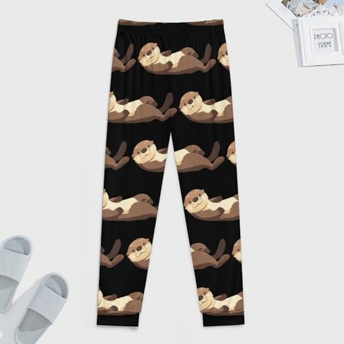 Lying Water Otters Men's Pajama Bottoms Sleep Lounge Soft Comfy Pants Sleepwear4