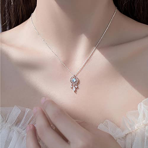 Women Dream Catcher Feather Necklace,Ulemeili Dreamcatcher Adjustable Silver Plated Charm Jewelry,Good Luck Crystal Rhinestone Pendant,Christmas Valentine's Day Gift For Bridal Wedding Girls #TOP1