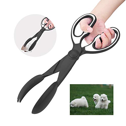 Image of Pet Pooper Scooper, Poop Scooper Tongs Hold Design Dog Pooper Cleaner Durable with Three Bright Colors for Dogs for Cleaning Poo(Black)