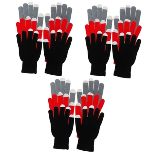 Gants d'équitation tactiles chauds en tricot noir pour protection thermique sport d'hiver