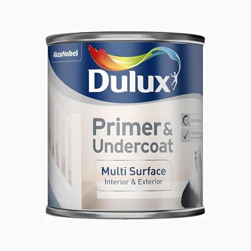 HOCHSTE® Dul-ux Primer and Undercoat Multi Surface, Quick Dry Water-Based Interior Exterior Paint Prep, Excellent Adhesion, Stain Block, Base Coat, White, 250ml