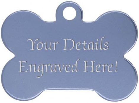 Atlantic Crafts Bone Shaped Pet Tags - 38mm Wide - 9 Colours To Choose From, Free Engraving (Light Blue)