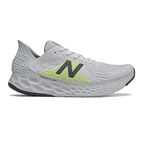 Image of New Balance Women's Fresh Foam 1080 V10 Running Shoe, Light Aluminum /White /Lime Glo, 10.5 M US