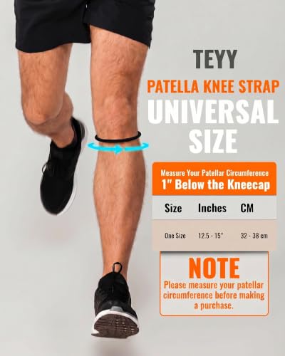 Image of teyy 2PCS Patellar Tendon Support Strap for Knee Pain Relief (Black)