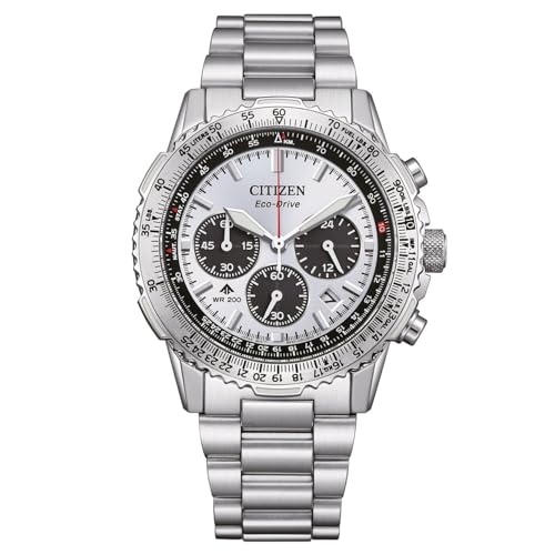 Citizen Montre Homme CA4660-61A chronographe en acier argenté avec cadran blanc épuré