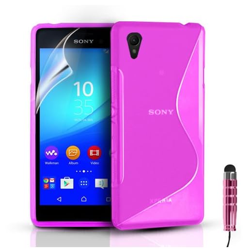 Phone Protection mobiltelefon skydd – S-Line silikon gel skyddsfodral och skärmskydd för Sony Experia M4 Aqua Dual