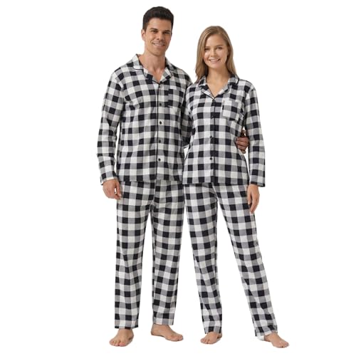 Pyjama à manches longues homme coton nuit vêtement intérieur carreaux